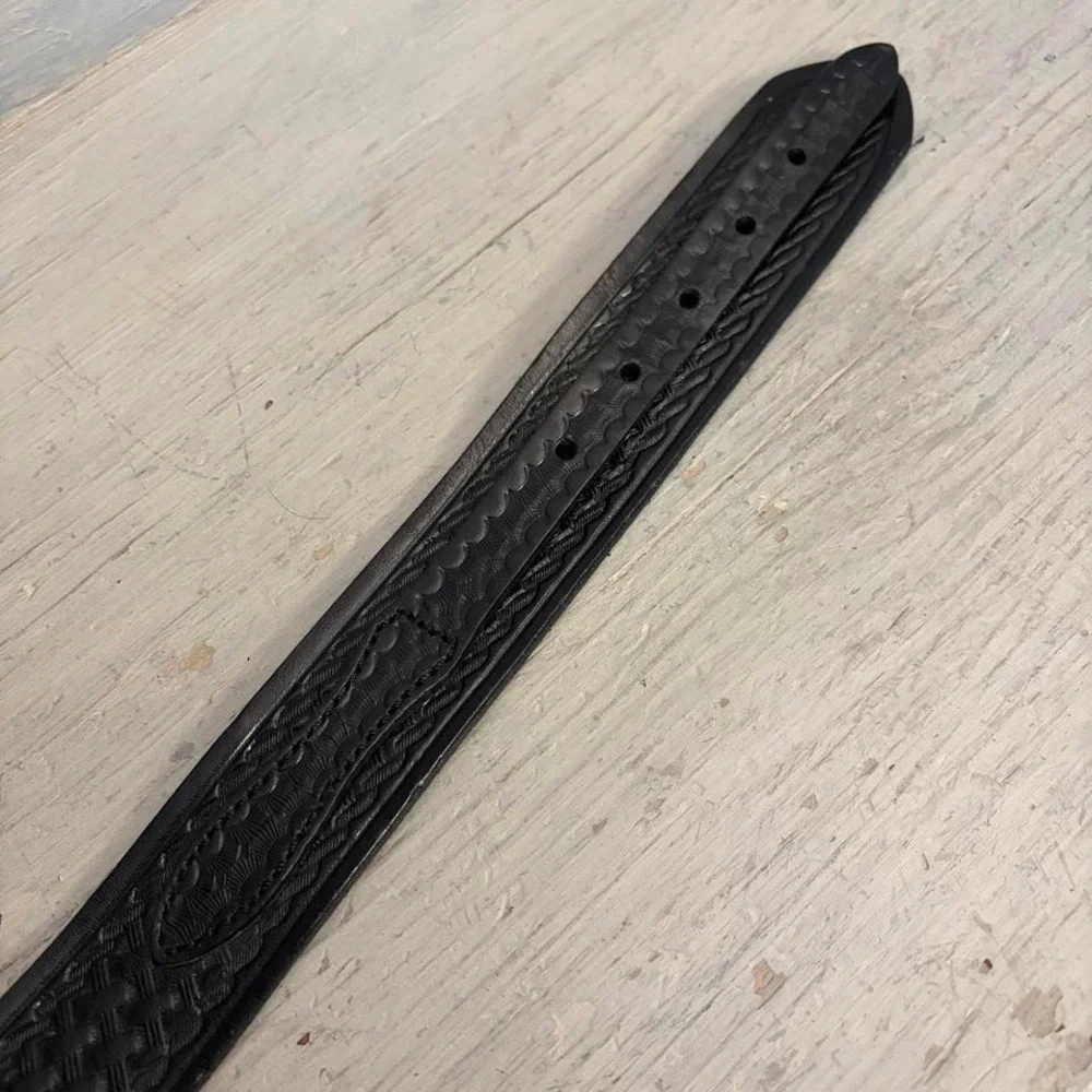 Guide Gear Genuine Black‎ Leather Embossed Weave Pattern Belt 42